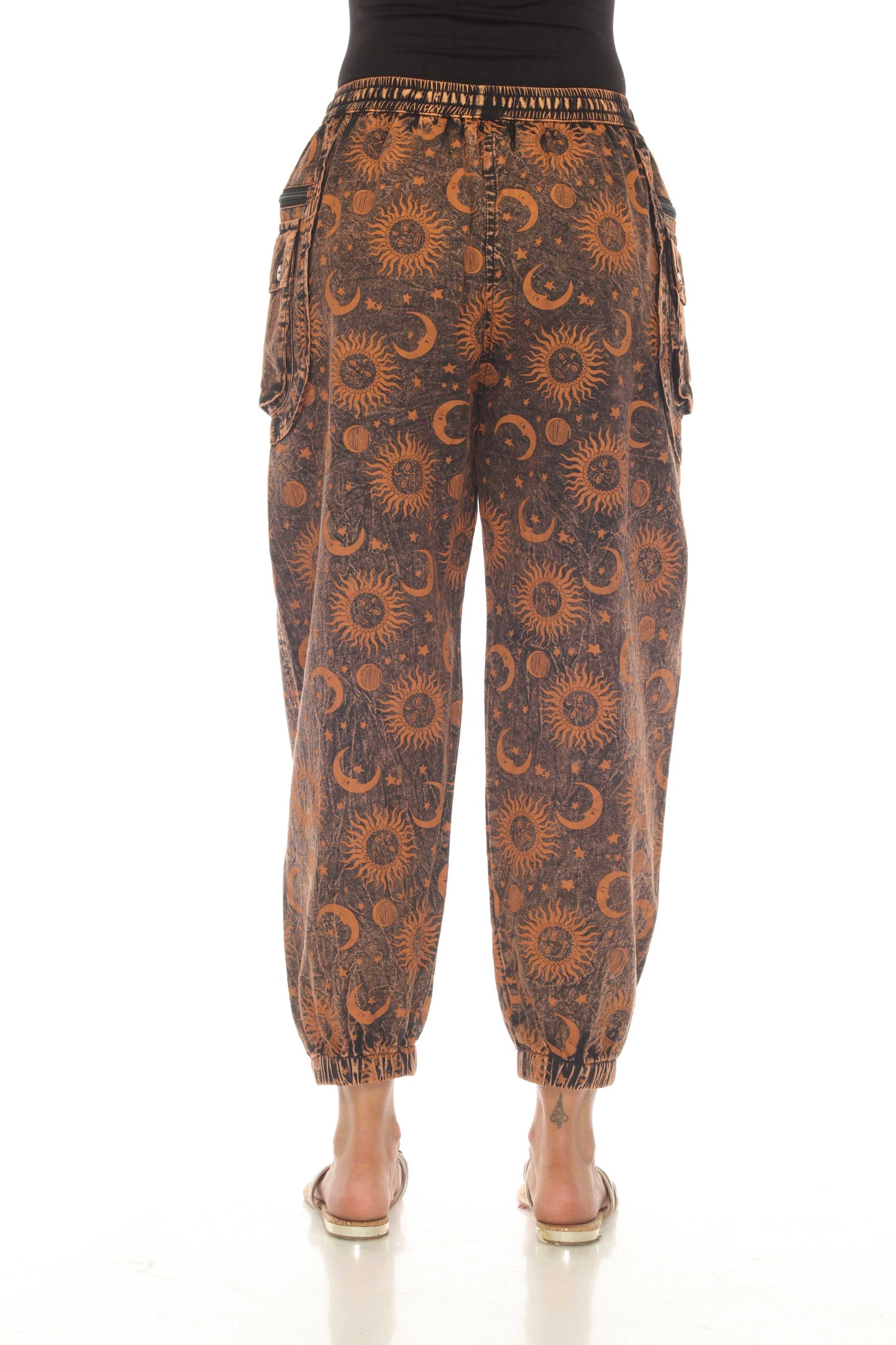 Cotton Stonewash Golden Sun Moon Cargo Pant