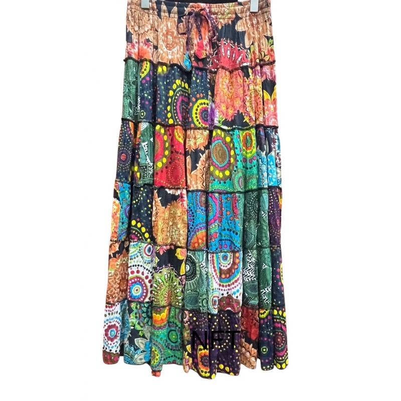 Cotton Multi Color Ombre Patchwork Festival Skirt NT7