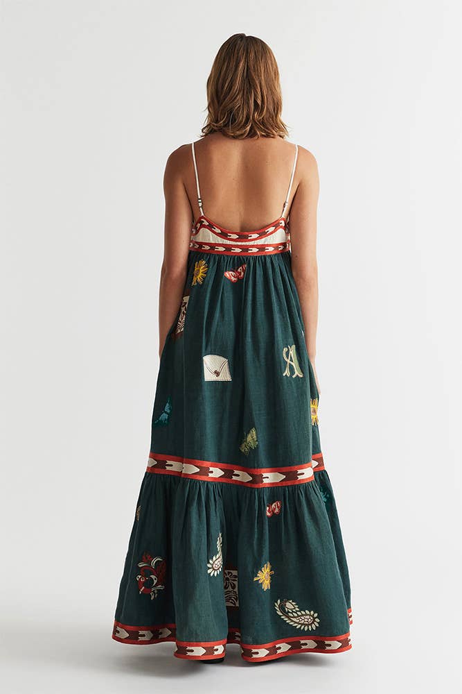 Printed Spaghetti Sleeveless Maxi Dress