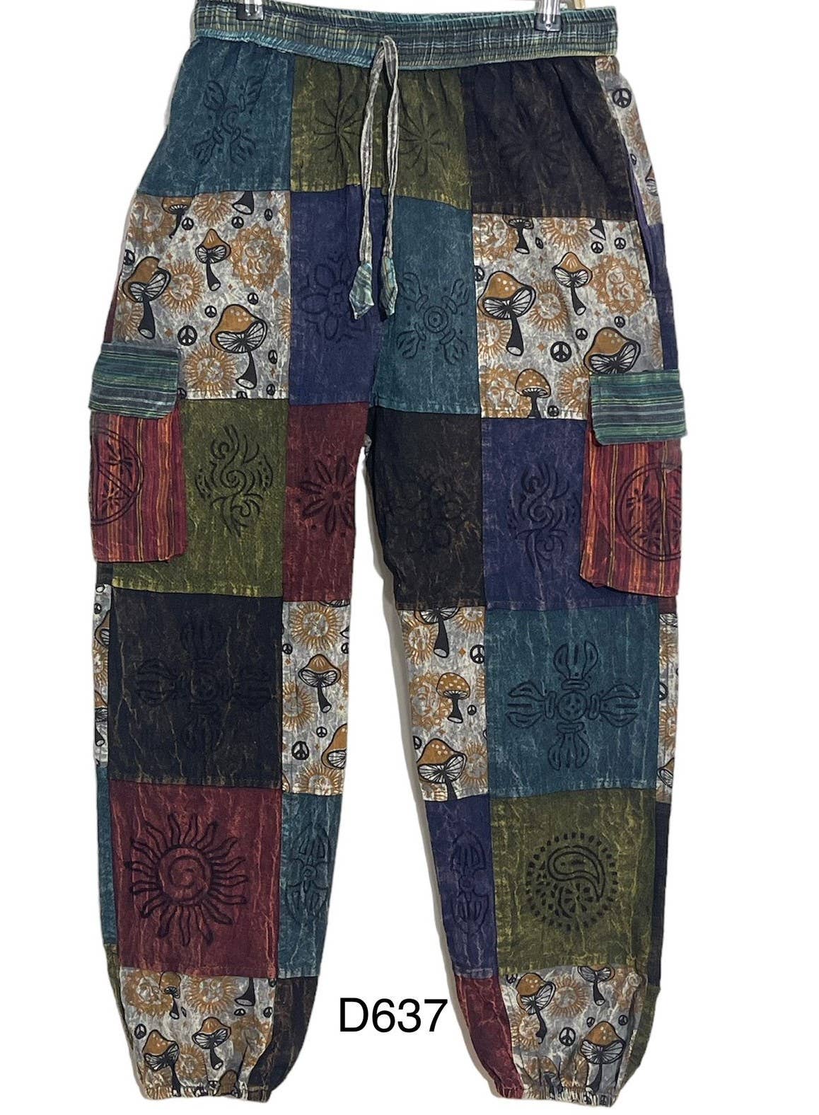 Cotton Mushroom Patch Block print Earth Trouser D637