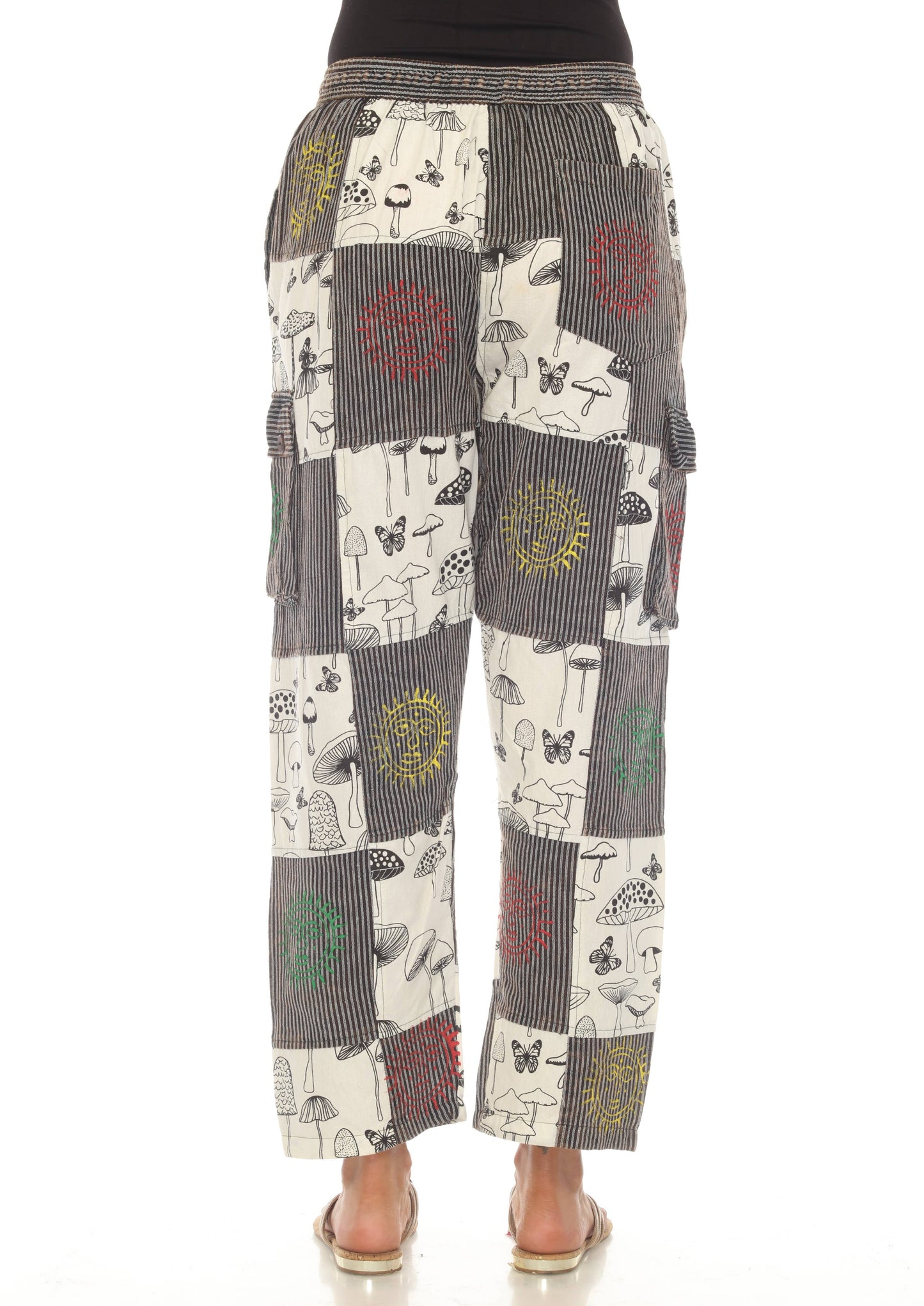 Cotton BW Mushroom sun moon Patchwork Trouser