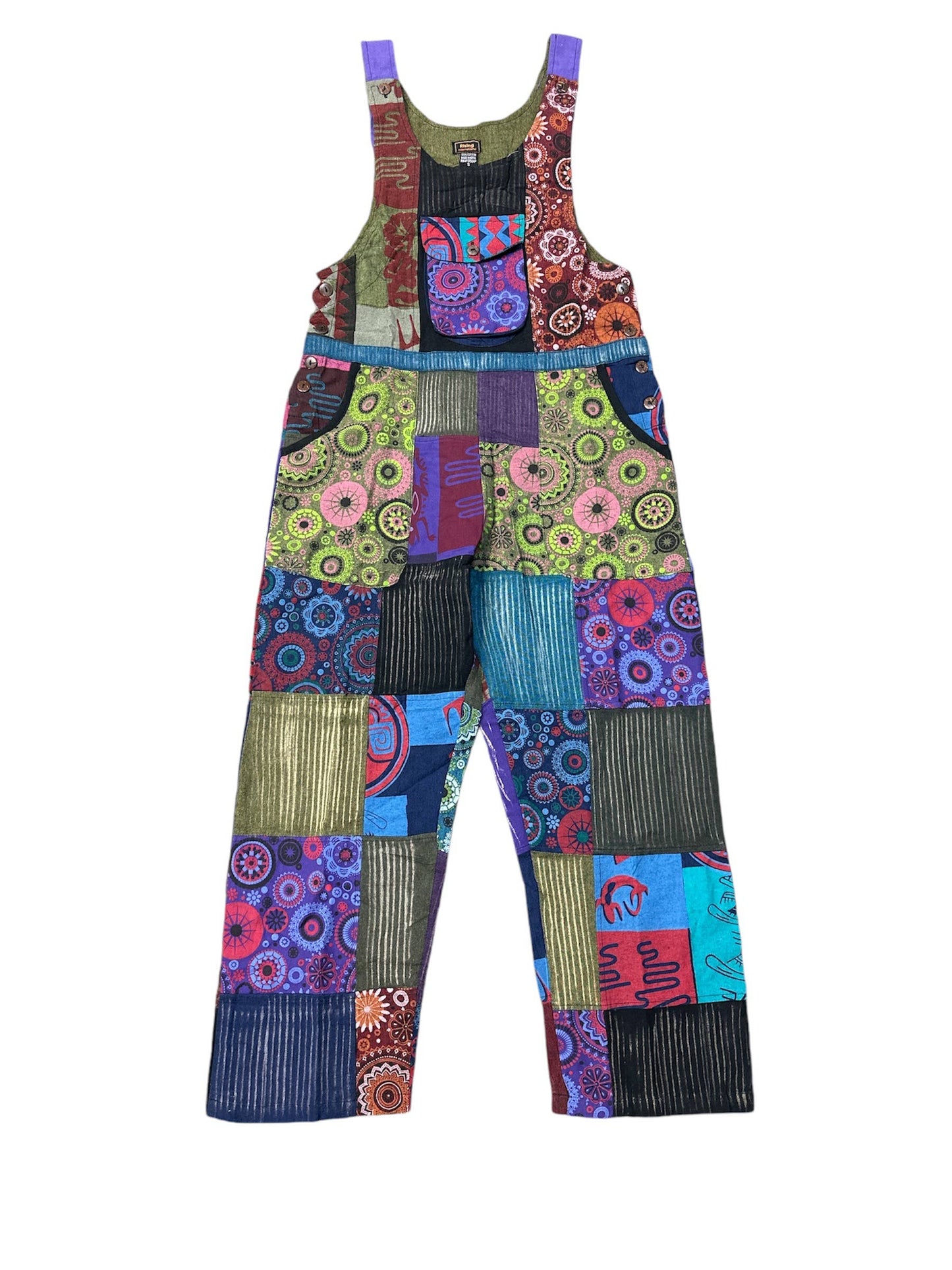 Cotton Multi Print Patchwork Jumpsuit Overall DT78