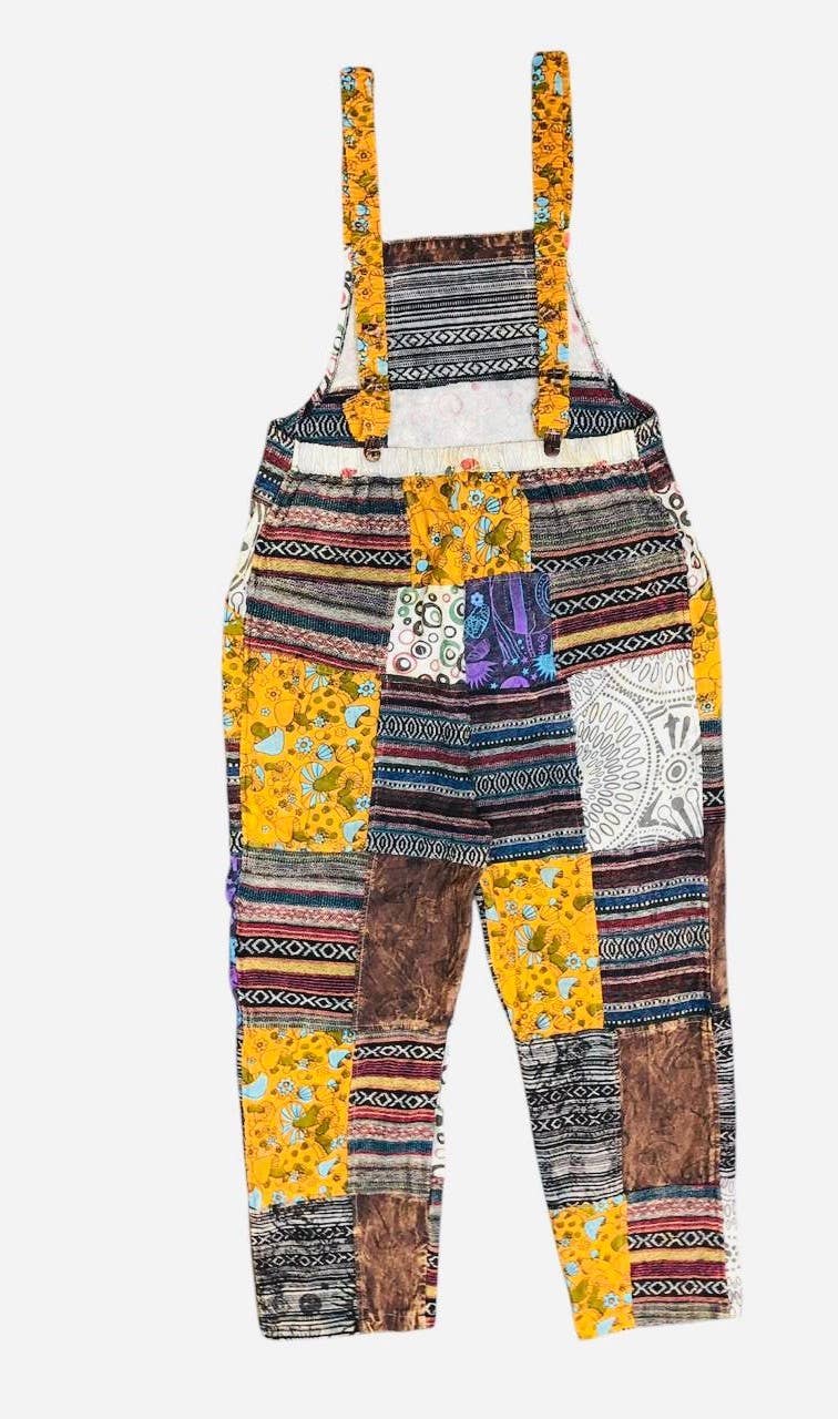 Cotton Multi Patch Work Elastic Back Tie Overall R26003