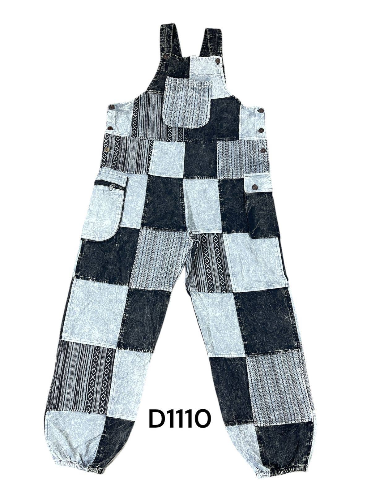 Patchwork Bottom Closer Overall Jumpsuit D1110