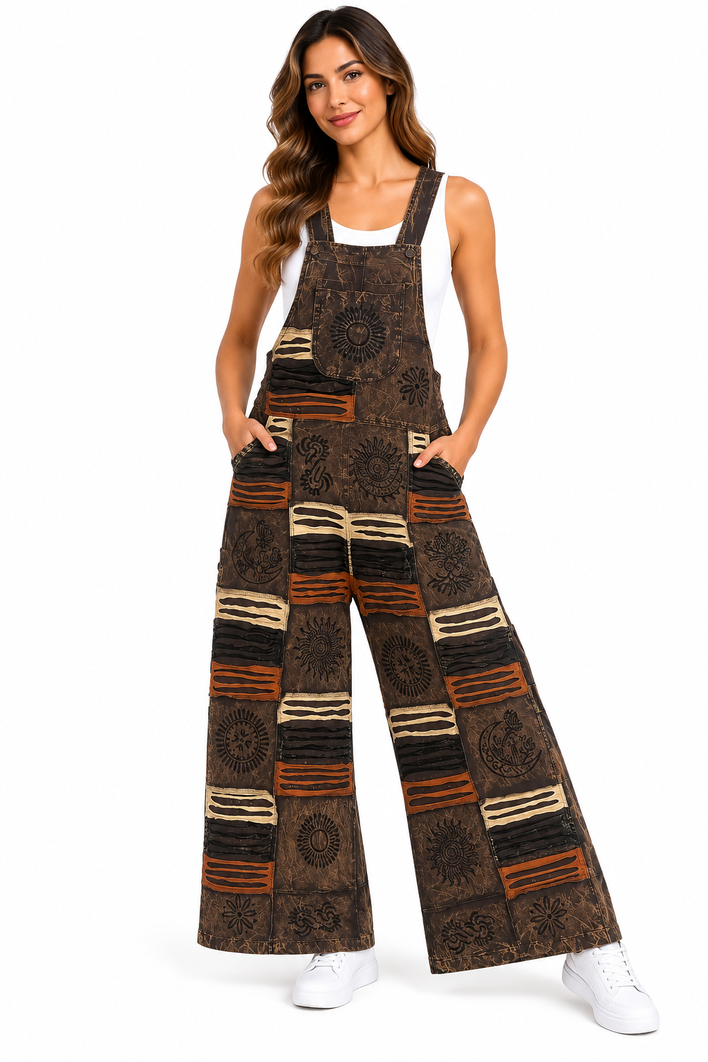 Cotton Razor Patchwork Block Print Festival Overall D1483