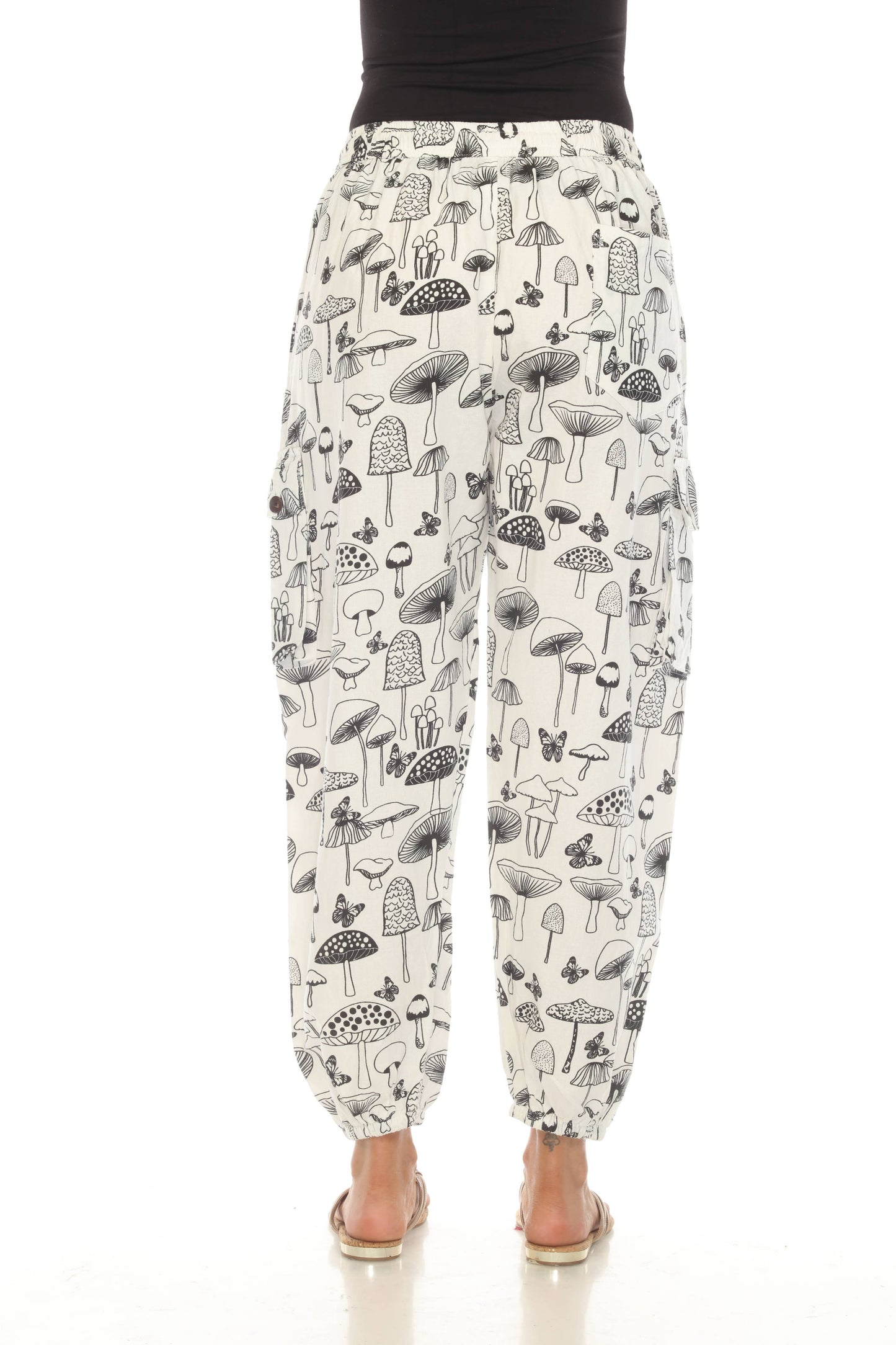 Cotton Butterfly Mushroom Print Yoga Trouser D278
