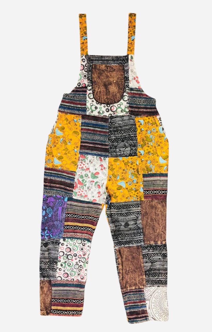 Cotton Multi Patch Work Elastic Back Tie Overall R26003