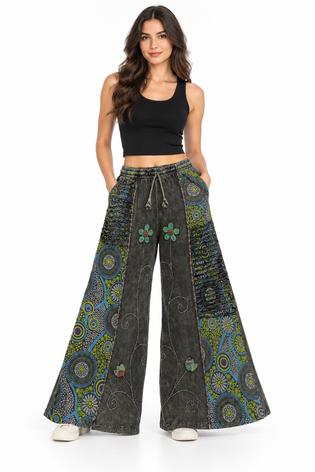 Cotton Razor Cut Crazy Artwork Palazzo Pant LF26353