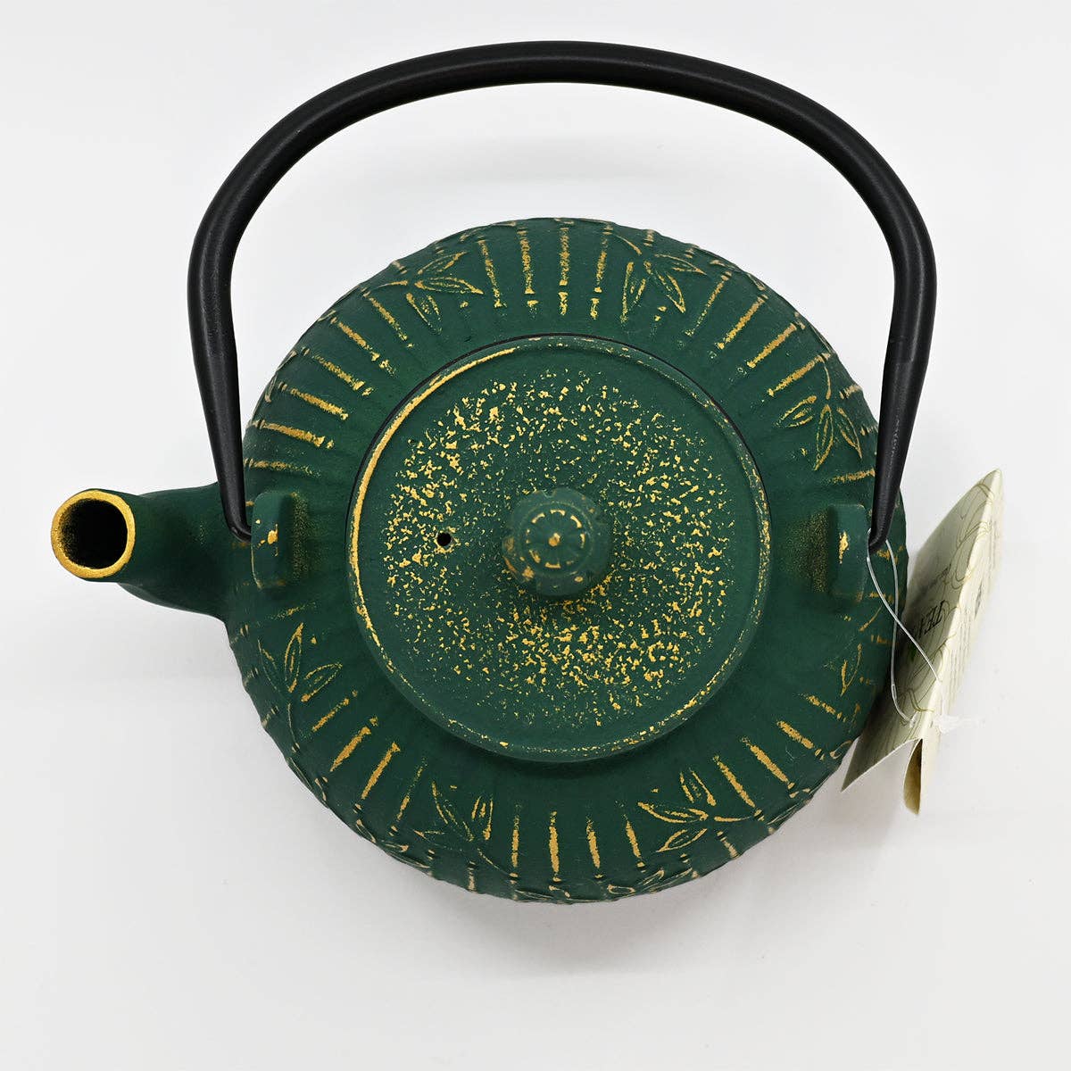 Green Bamboo Design 32oz Cast Iron Tea Pot (1/8)