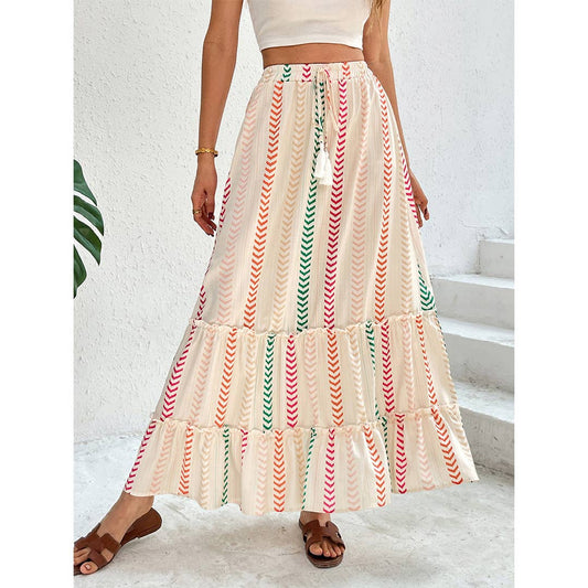 Color-block Printed Bohemian Patchwork Skirt