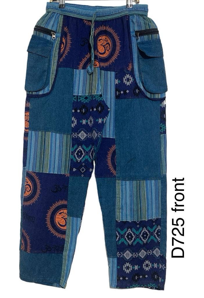 Cotton Patchwork Om and Aztec Zip Pocket Pant D725