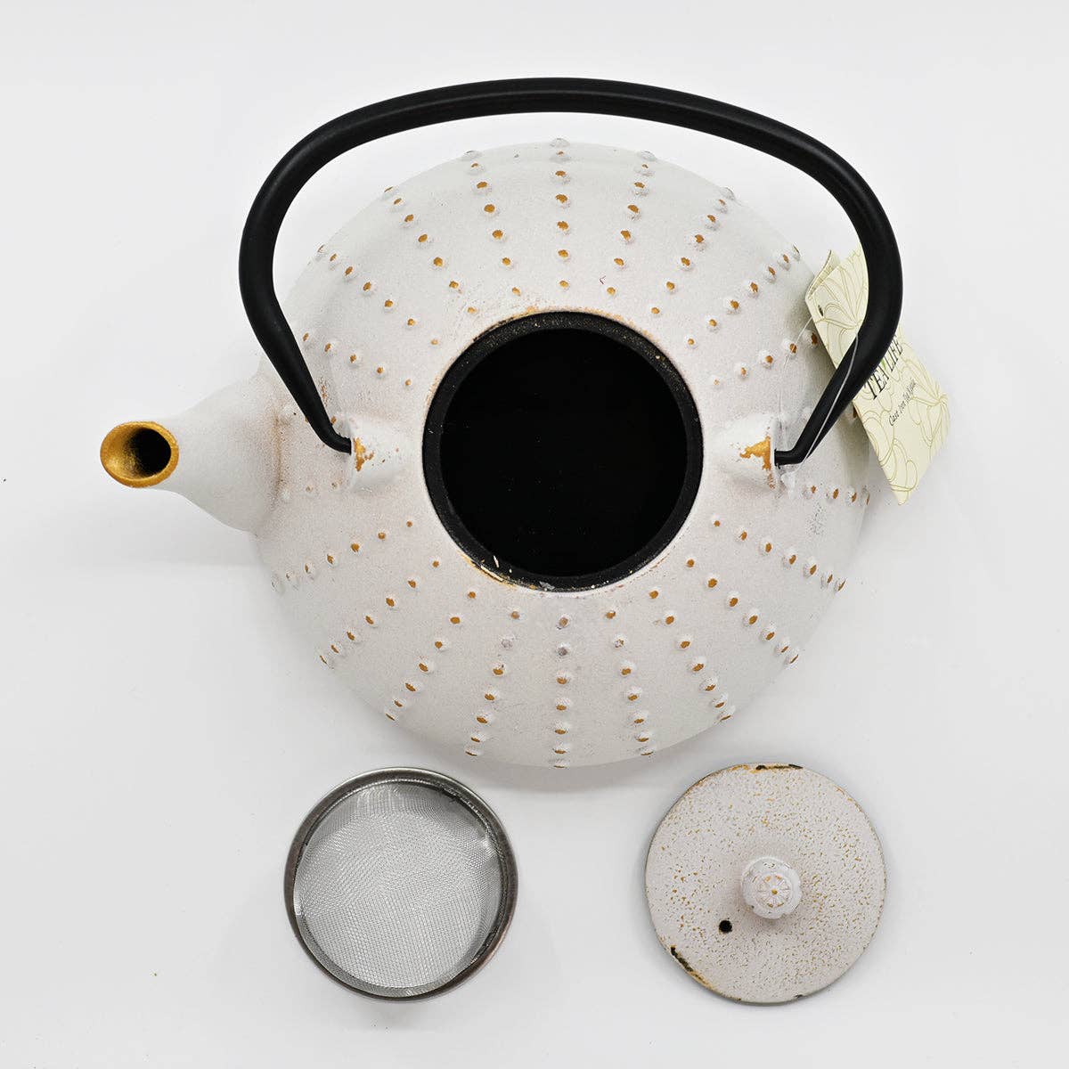White Tokusa Design 40oz Cast Iron Tea Pot (1/6)