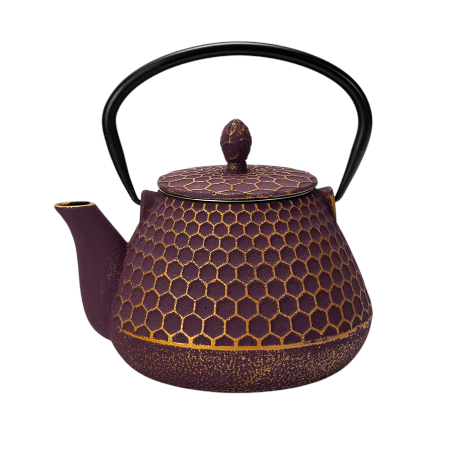 Purple Honeycomb Design 32oz Cast Iron Tea Pot (1/8)