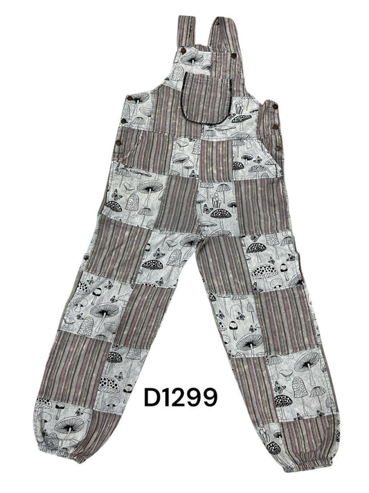 Cotton Multi Patch Gray Mushroom Overall