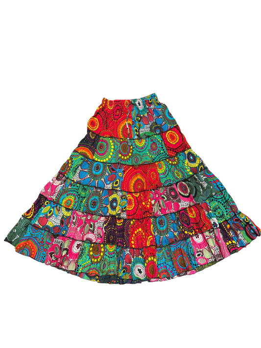 Cotton Multi Color Ombre Patchwork Festival Skirt NT7