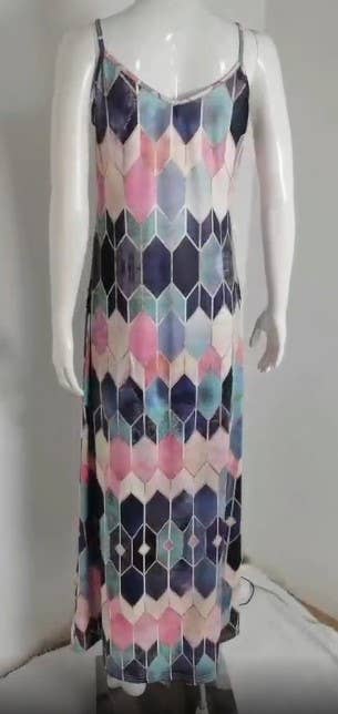 DRSW058 V-neck Printed Slip Dress