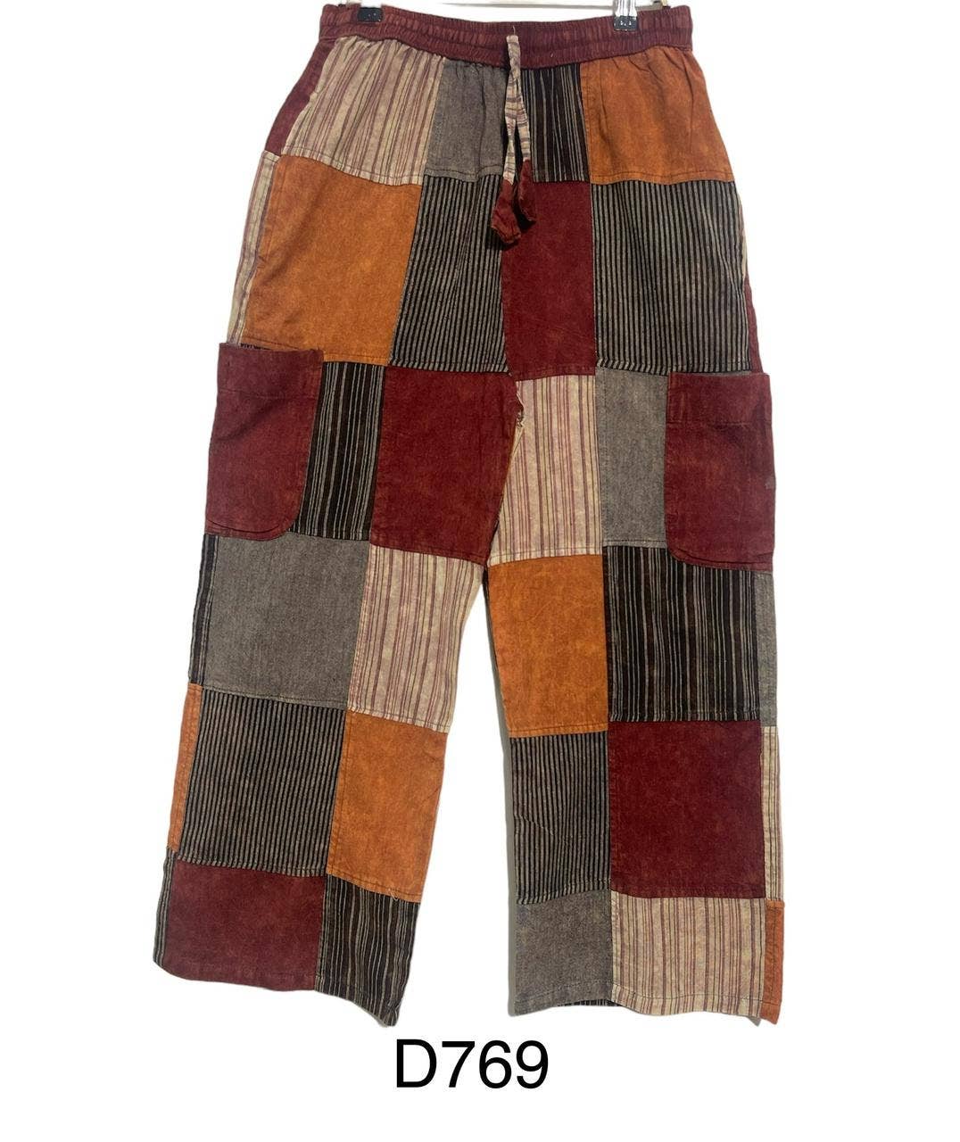 Cotton Multi Red Patchwork Mountain Pant D769