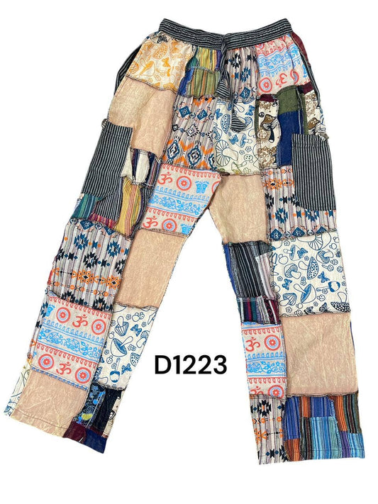 Cotton Multi Aztec Om Patchwork Yoga Pant D1223