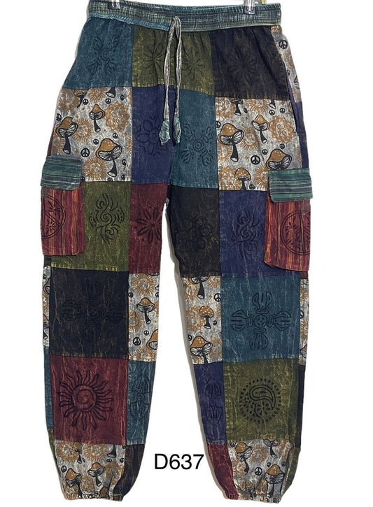 Cotton Mushroom Patch Block print Earth Trouser D637