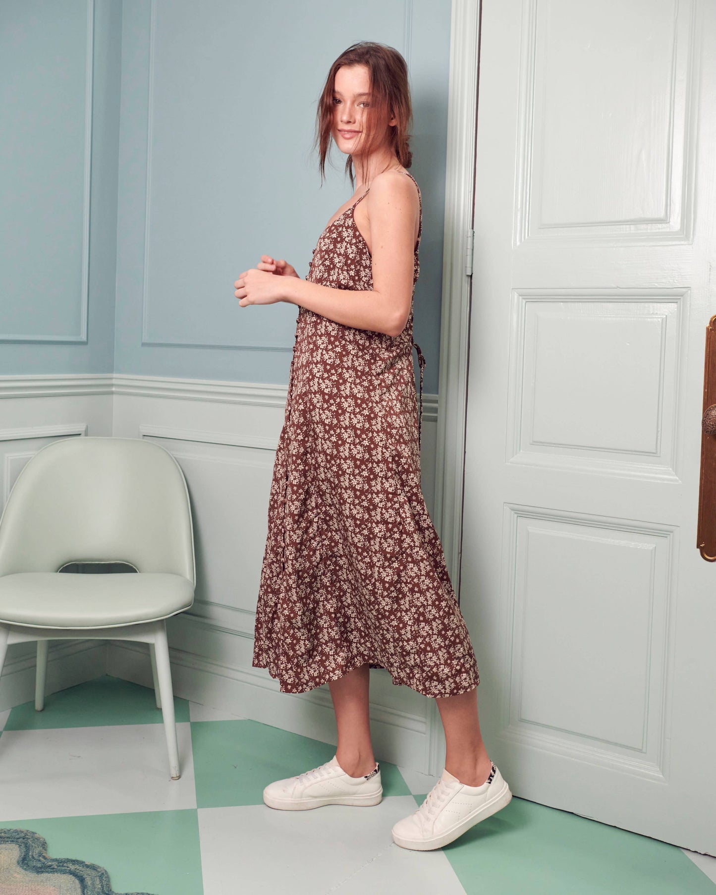 Button Down Long Sundress JBJ1059