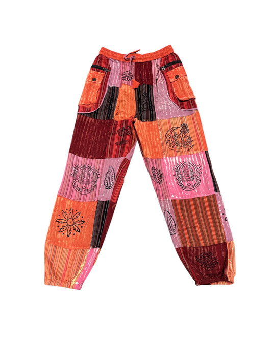Cotton Patchwork Hand Brush Rust Grand Canyon Pant D1003