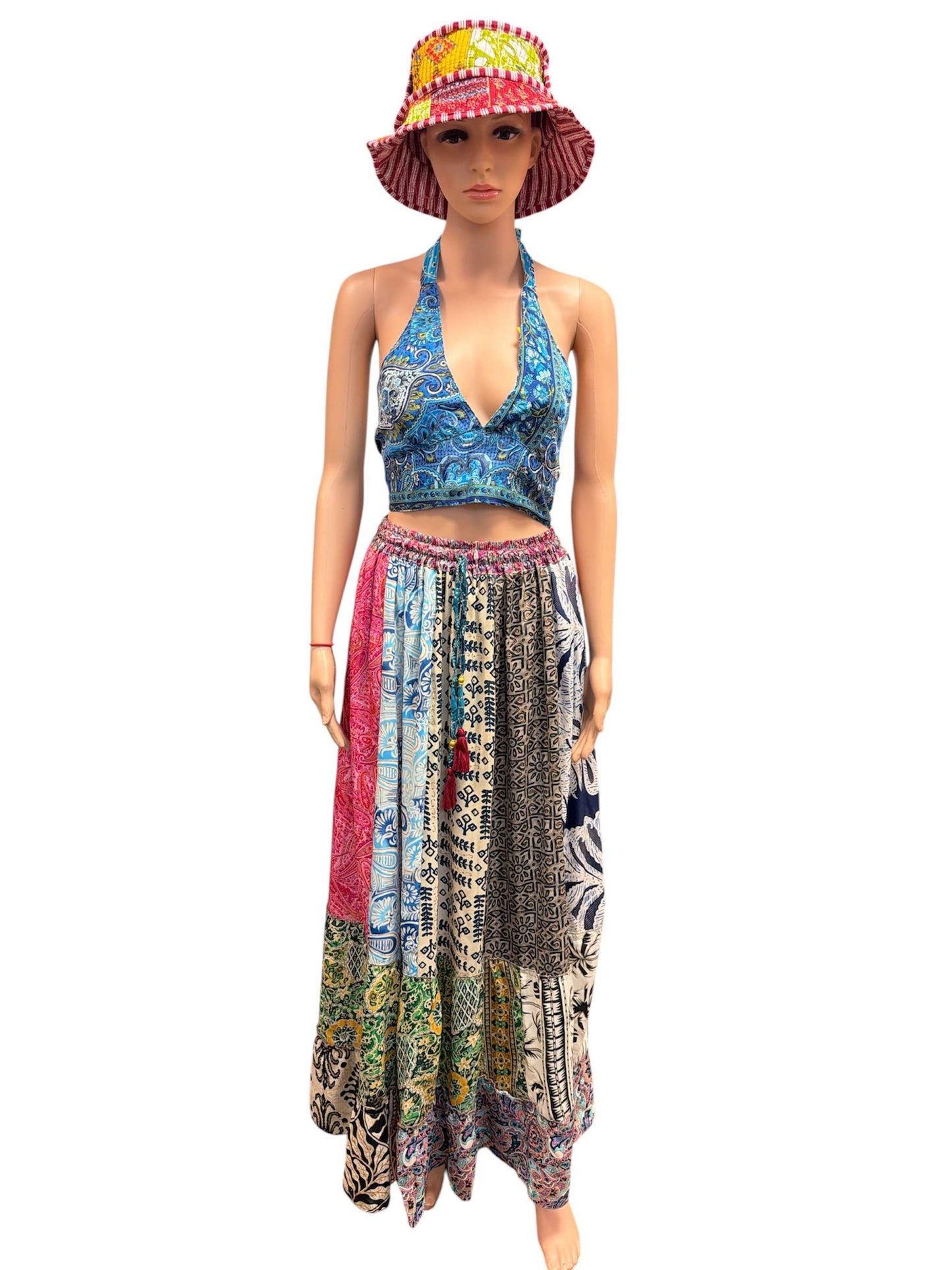 Cotton Multi Patch Long Festival Skirts MB40
