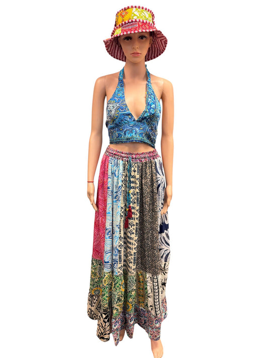 Cotton Multi Patch Long Festival Skirts MB40