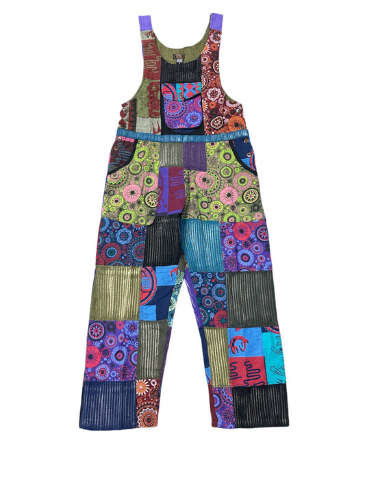 Cotton Multi Print Patchwork Jumpsuit Overall DT78