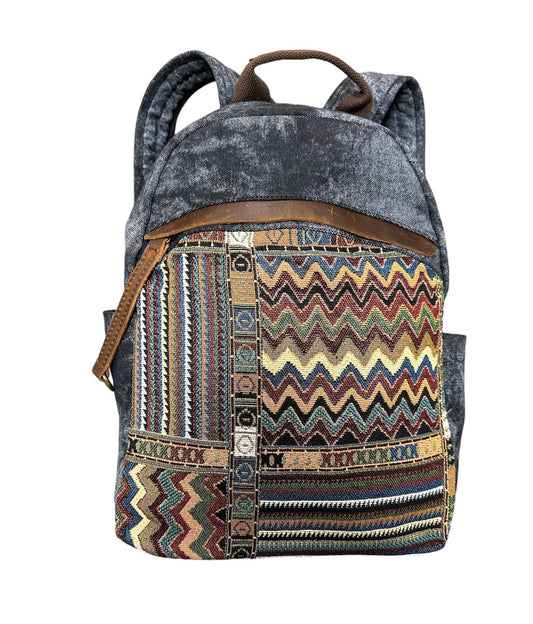 Canvas Leather Trim Backpack