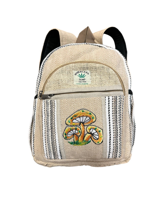 Hemp Mushroom Embroidery Mini Backpack FB182
