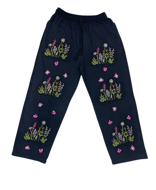 Cotton soft lining Floral embroidery butterfly Pant